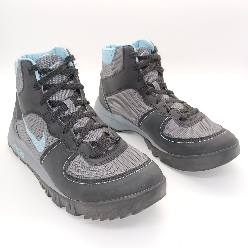 Nike ACG Womens High Top Hiking Boots Grey Black Blue 317546-041 Size 12